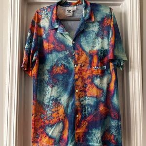 Adidas Men's Vibrant Blue and Orange Shirt